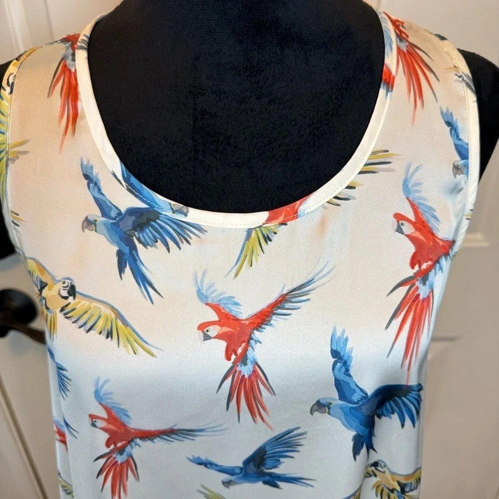 Molly Bracken Premium Bird Print Sleeveless Swing Top Tank Sz S - Picture 11 of 12